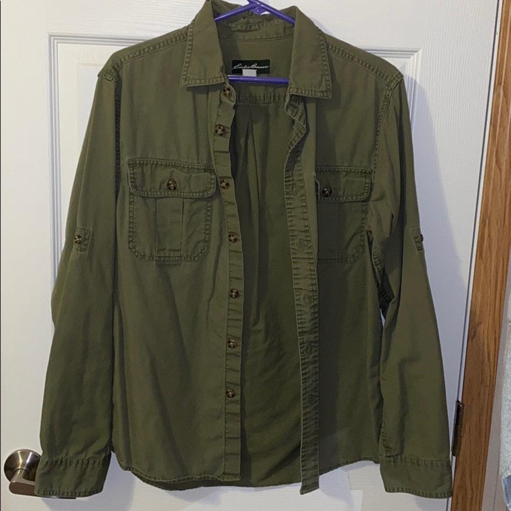 Eddie Bauer army green button down